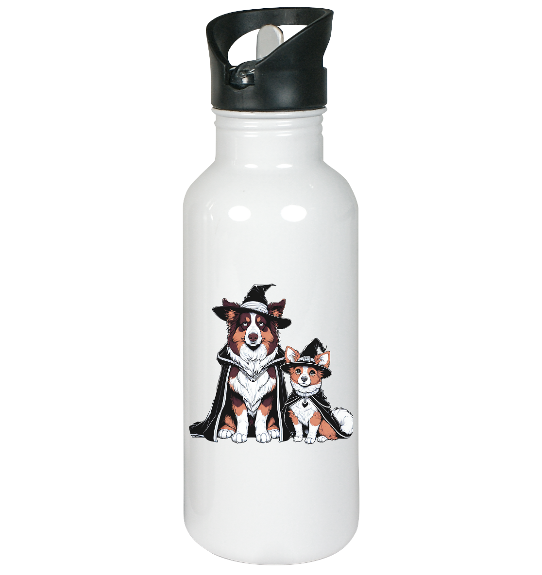 Halloween Wizard Hunde Terrier und Australian Sheppard  - Edelstahl-Trinkflasche