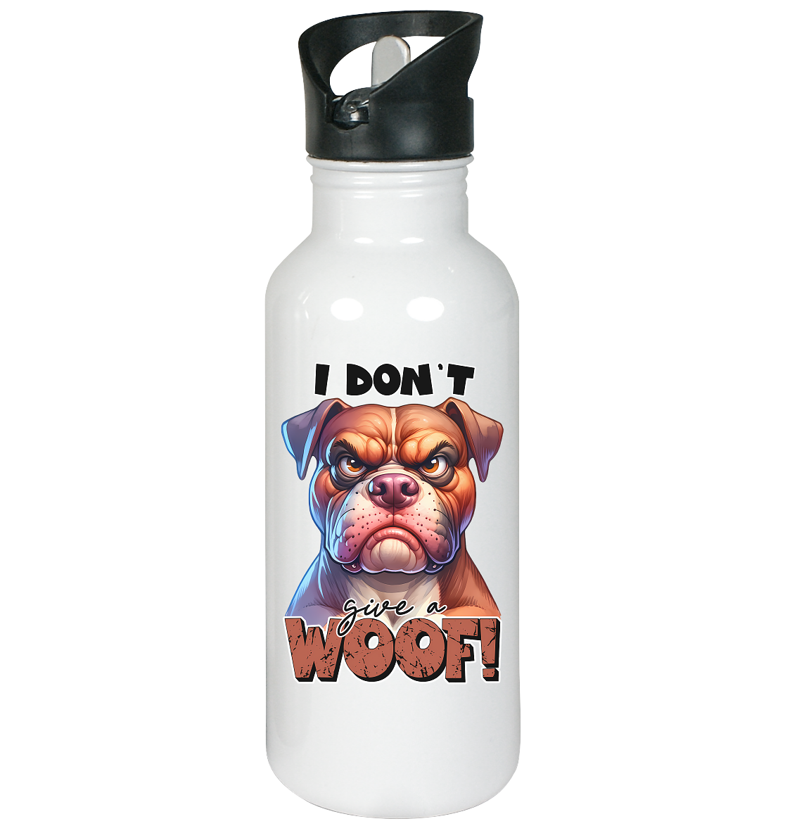 I don't give a woof - Fun Hunde Cartoon - Edelstahl-Trinkflasche