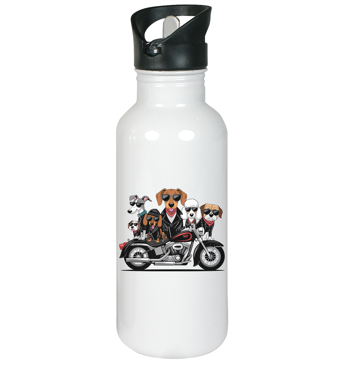 Hunde Biker Gang Fun - Edelstahl-Trinkflasche