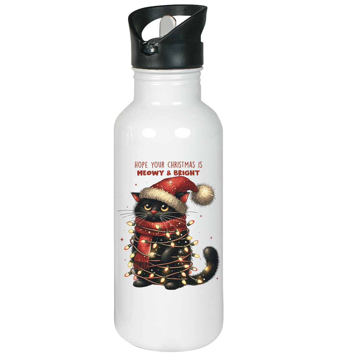 Weihnachts Katze Christmas is Moewy - Edelstahl-Trinkflasche