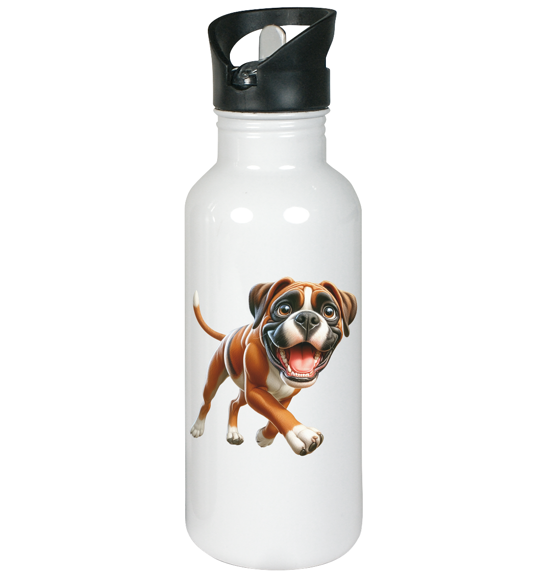 Boxer Cartoon Hund personalisierbar - Edelstahl-Trinkflasche