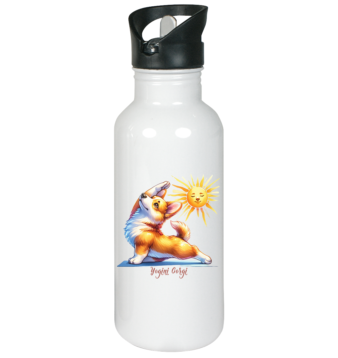 Yoga Corgi Hund yogini Gorgi - personalisierbar - Edelstahl-Trinkflasche