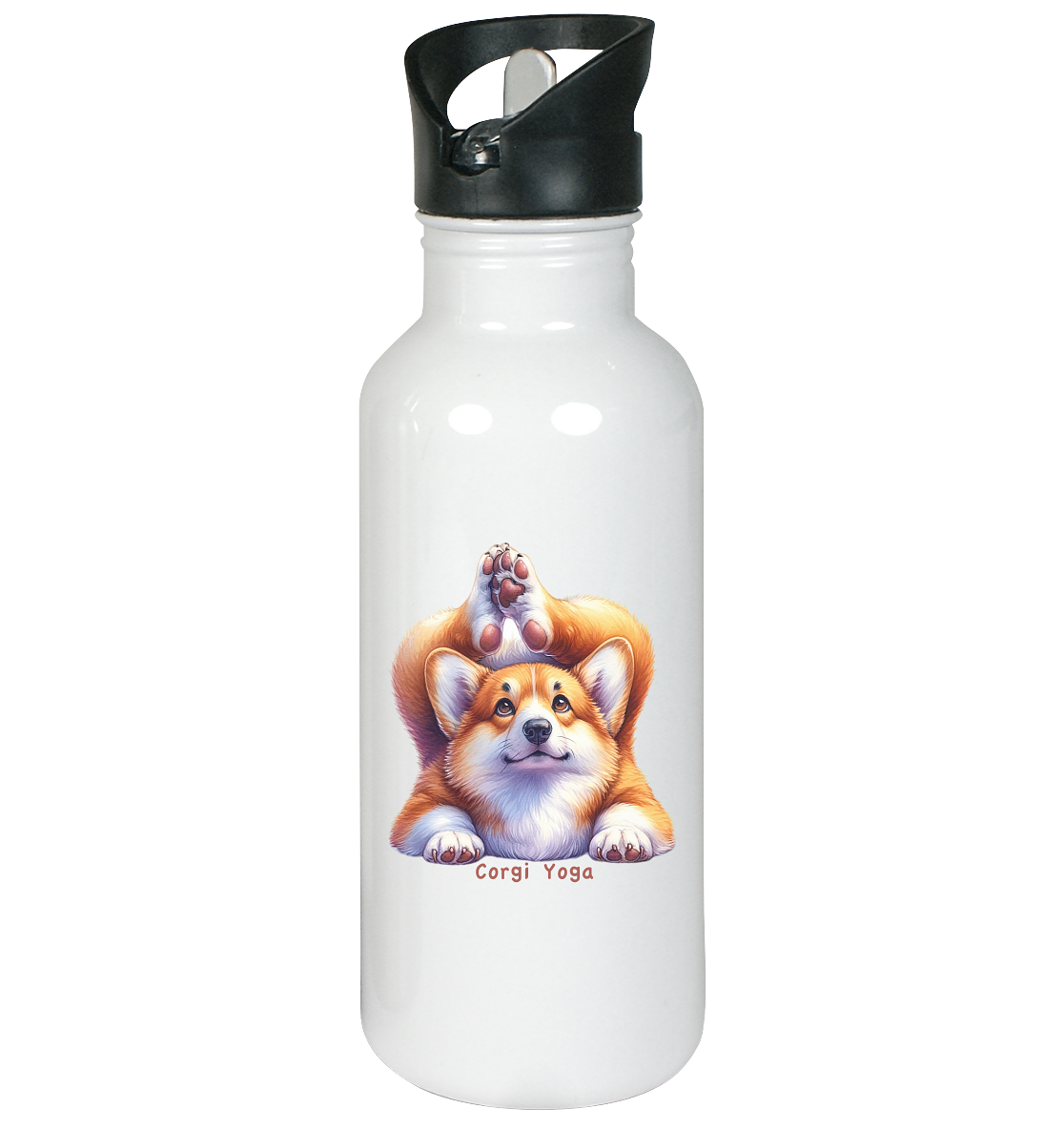 Corgi Yoga - Edelstahl-Trinkflasche