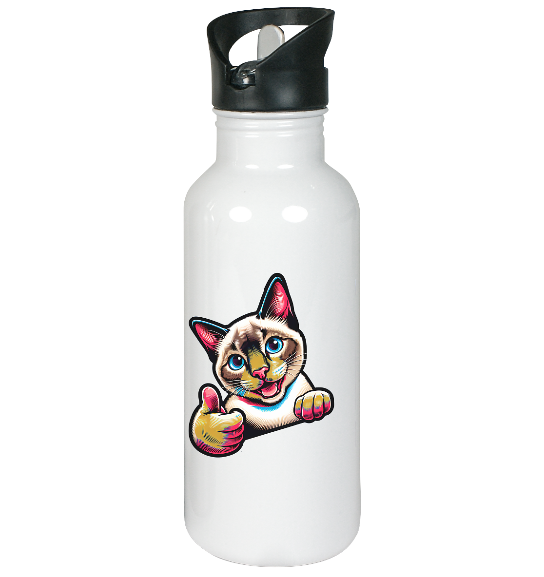 Siamkatze Pop Art - personalisierbar - Edelstahl-Trinkflasche