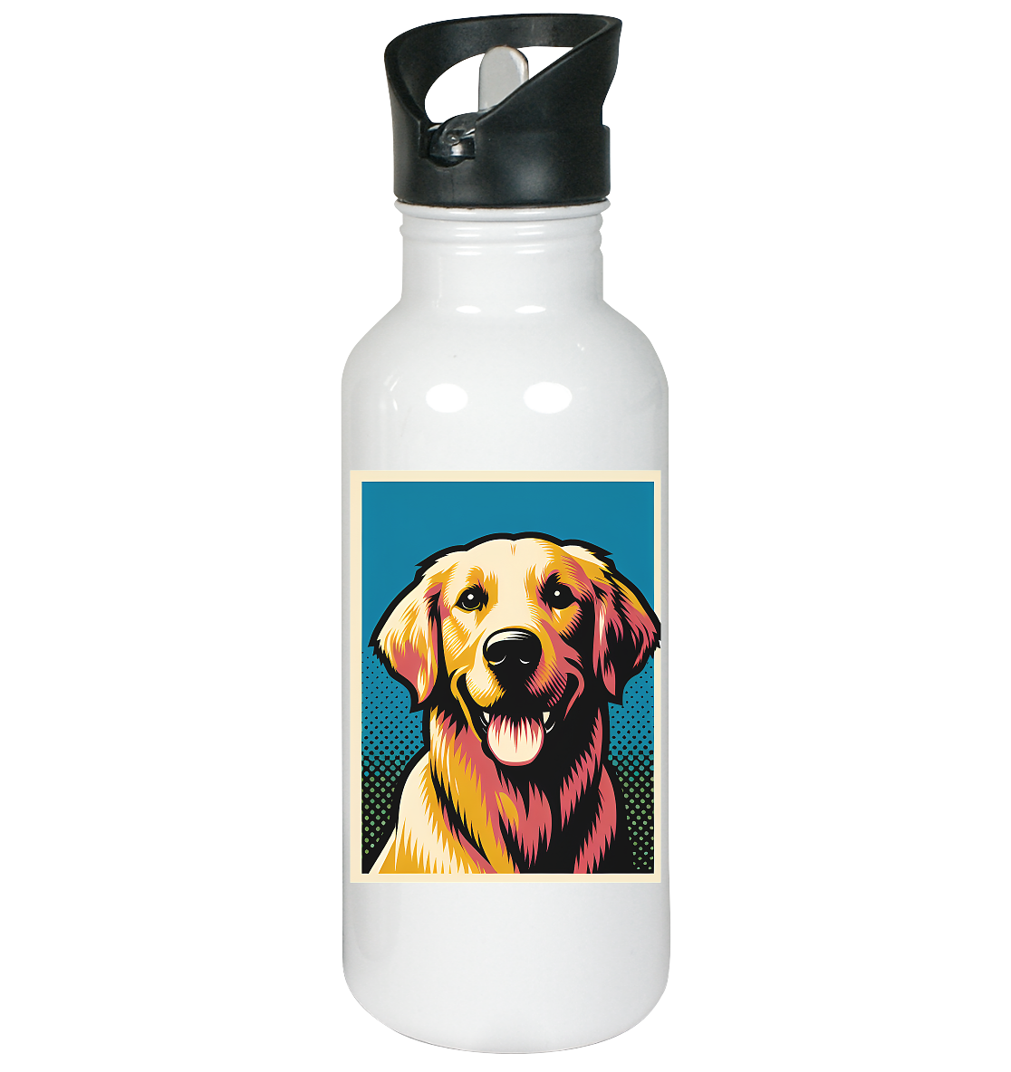 Golden Retriever Pop Art - personalisierbar - Edelstahl-Trinkflasche