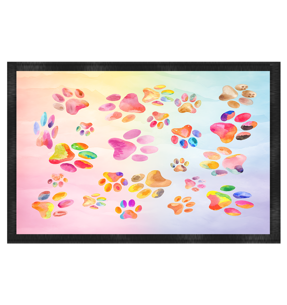 Regenbogen bunte Pfoten  - Fußmatte 60x40cm