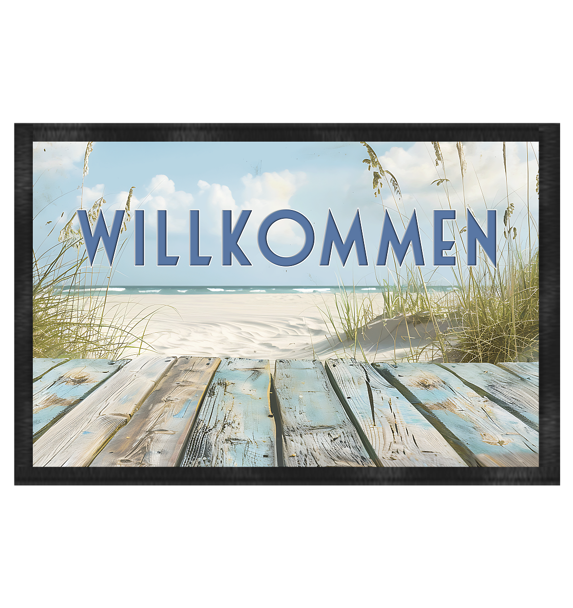 Willkommen Fussmatte Strand   - personalisierbar  - Fußmatte 60x40cm