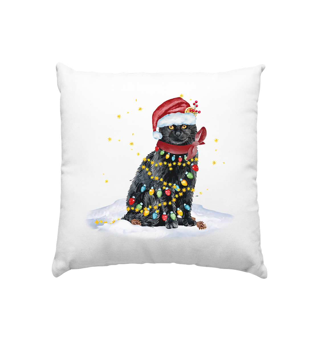 Lustige Weihnachts Katze Zeichnung - Kissen 40x40cm
