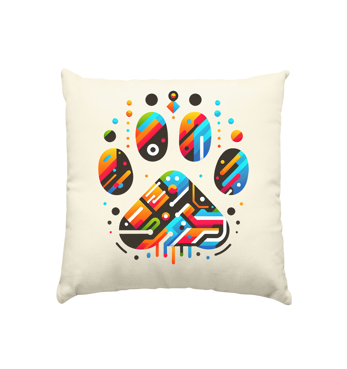 Y2K Technisch Design Pfote  - Kissen natur 40x40cm