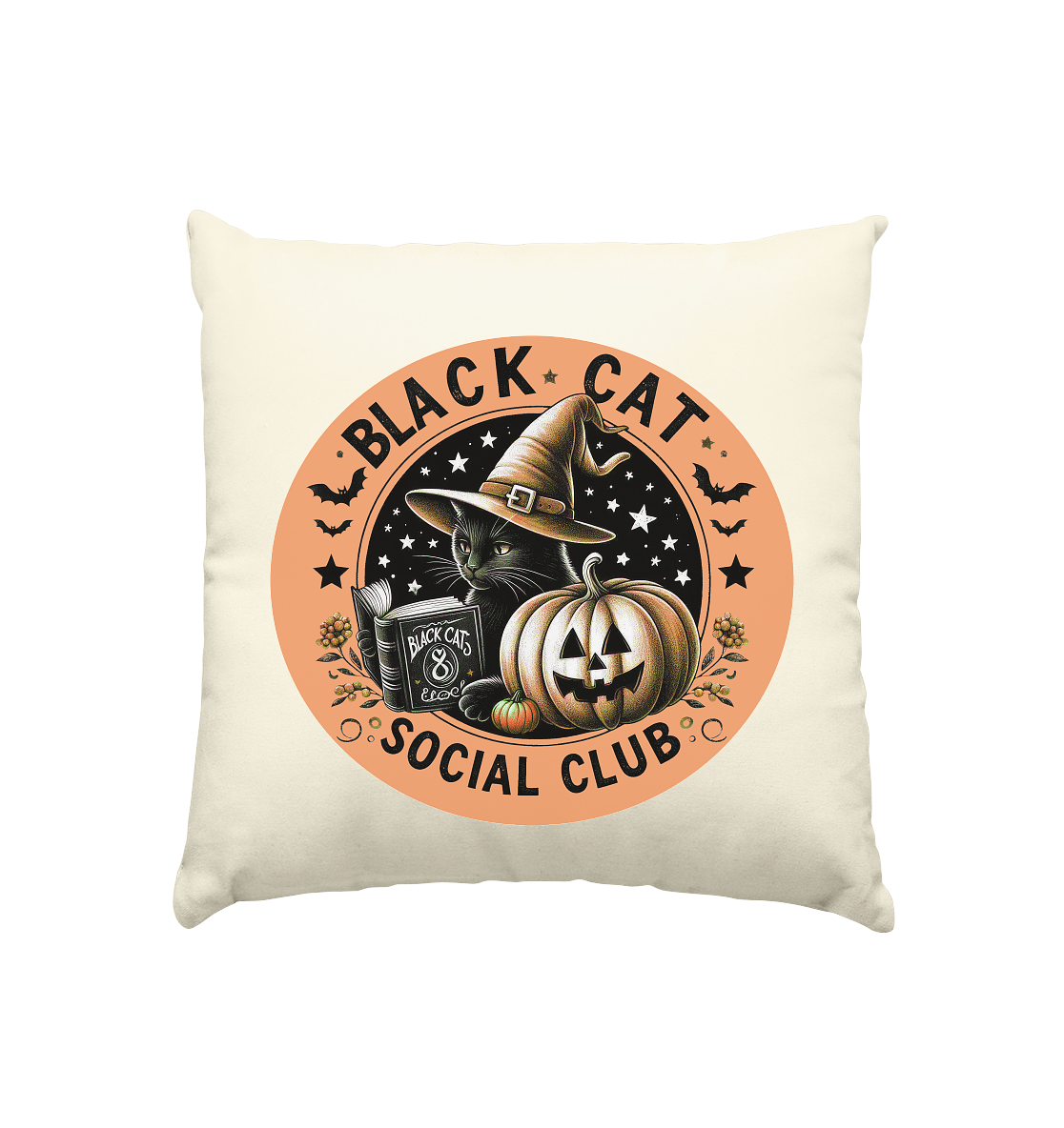 Halloween Black Cat Social Club - Kissen natur 40x40cm