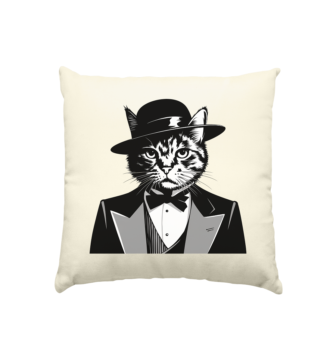 Godfather Katze Mafia - personalisierbar  - Kissen natur 40x40cm