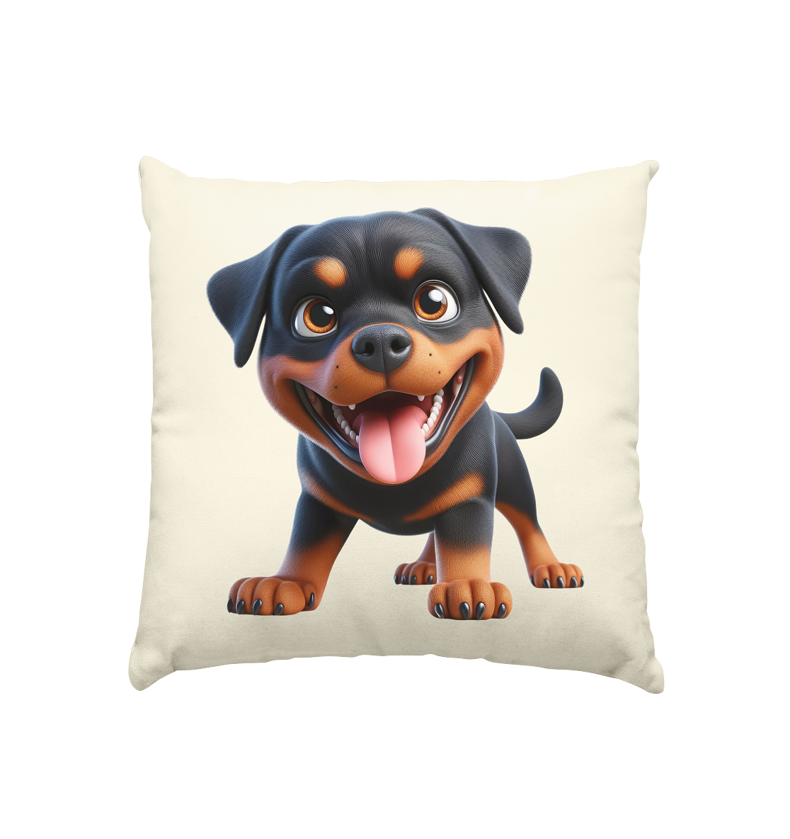 Rottweiler Cartoon Hund - personalisierbar - Kissen natur 40x40cm