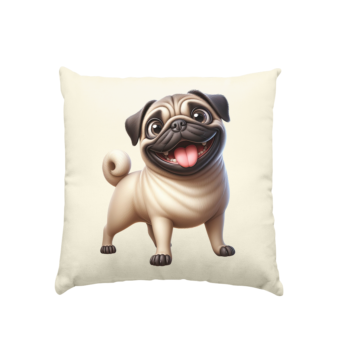 Mops Cartoon - personalisierbar - Kissen natur 40x40cm