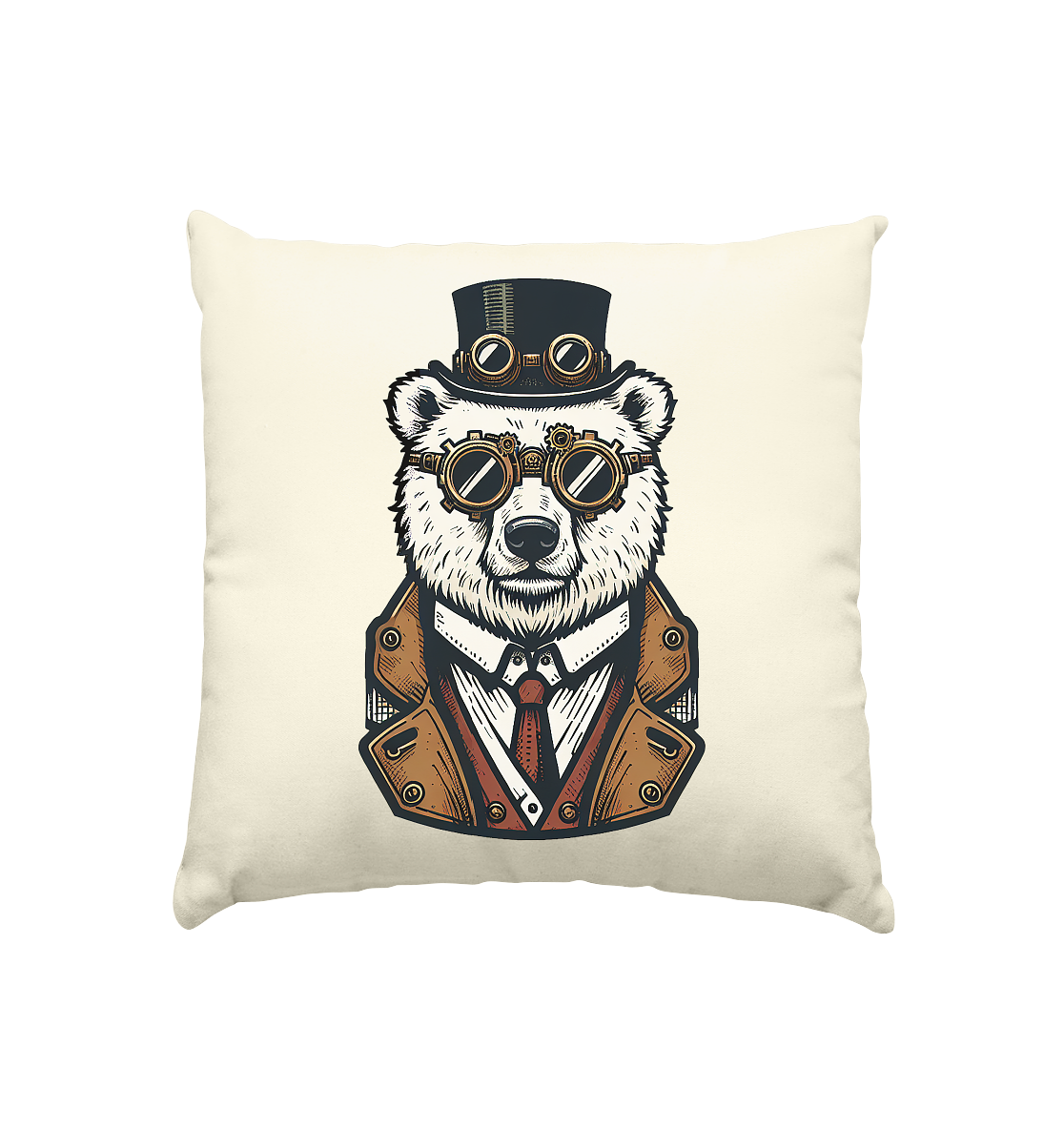 Eisbär Steampunk Polar Bear  - Kissen natur 40x40cm