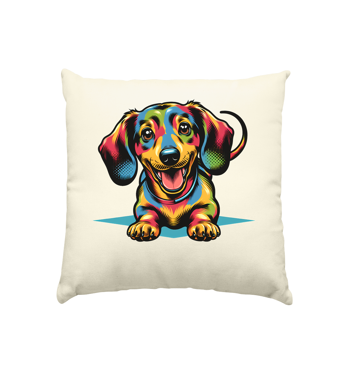 Happy Dackel Pop Art - Kissen natur 40x40cm