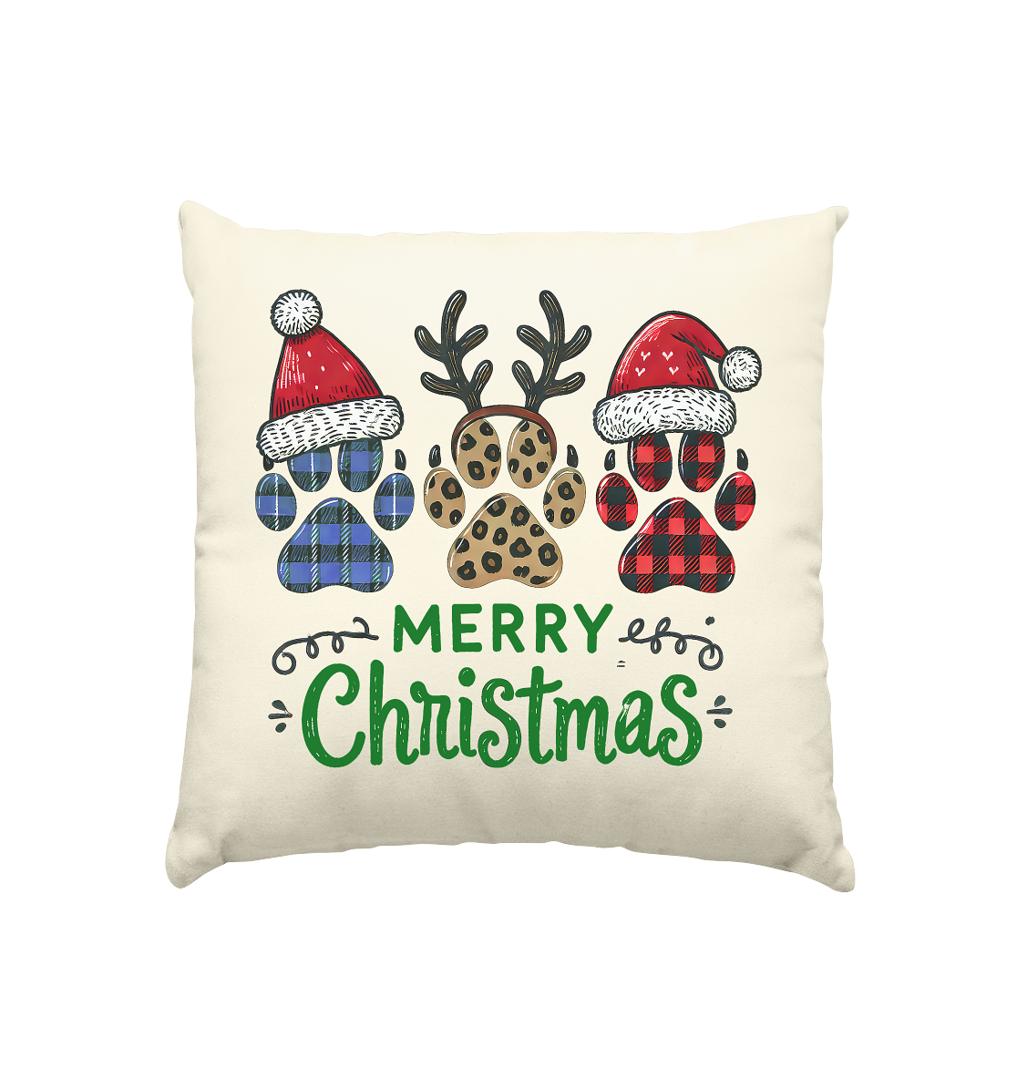 Paw Merry Christmas  - Kissen natur 40x40cm