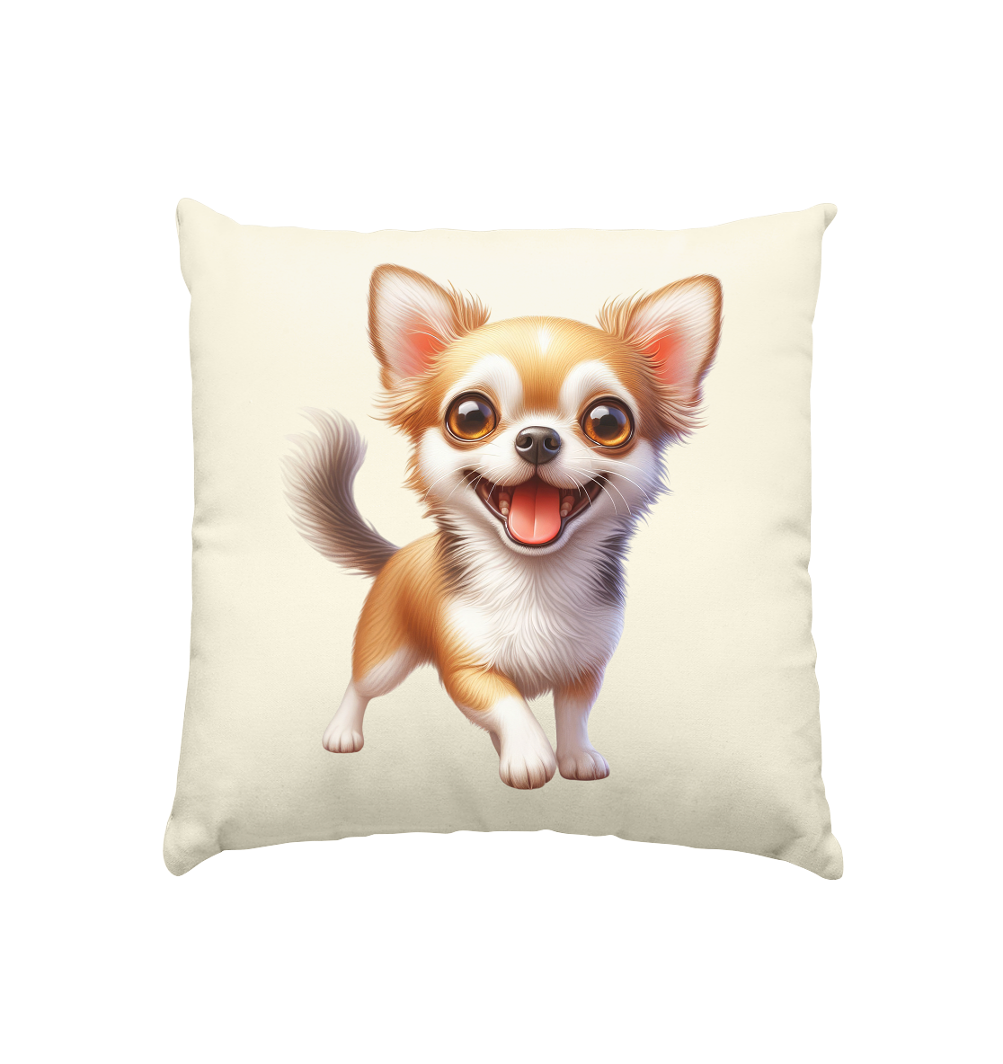 Chihuahua Cartoon - personalisierbar - Kissen natur 40x40cm