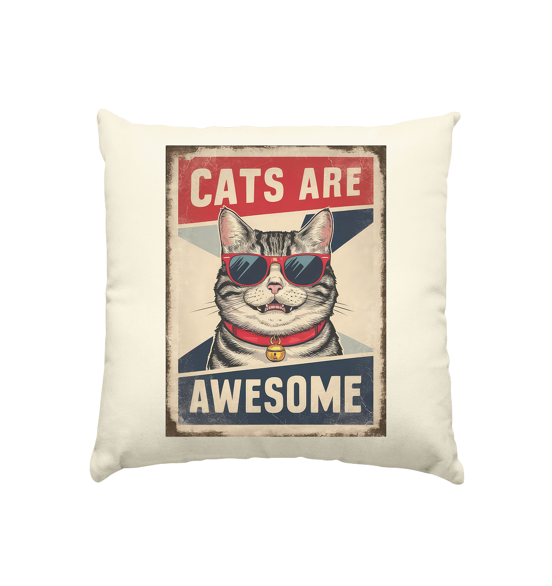 Cats are Awesome Katzen  - Kissen natur 40x40cm