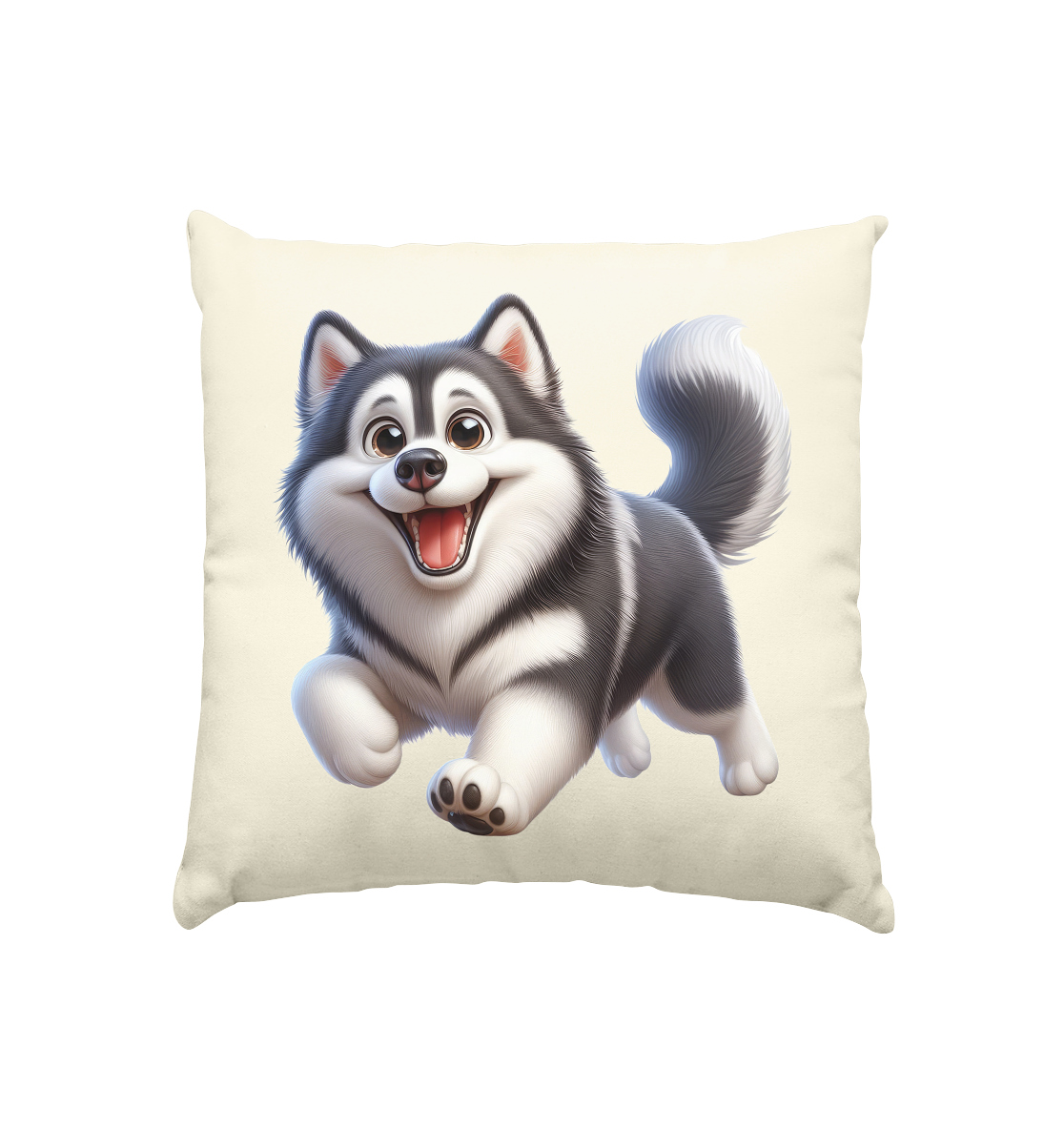 Husky Comic - personalisierbar - Kissen natur 40x40cm