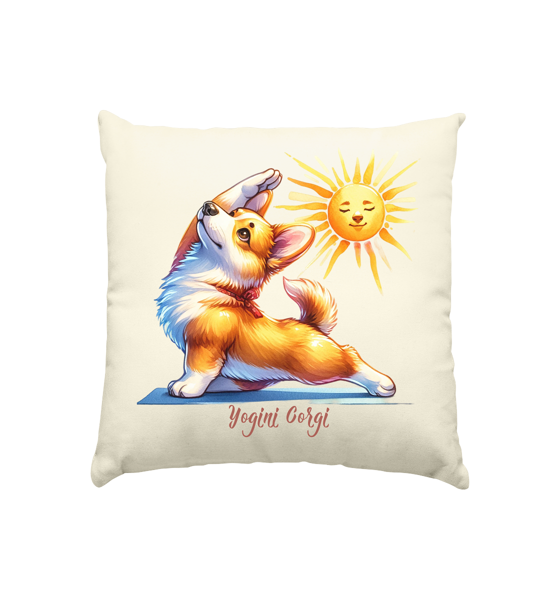 Yoga Corgi Hund yogini Gorgi - personalisierbar - Kissen natur 40x40cm
