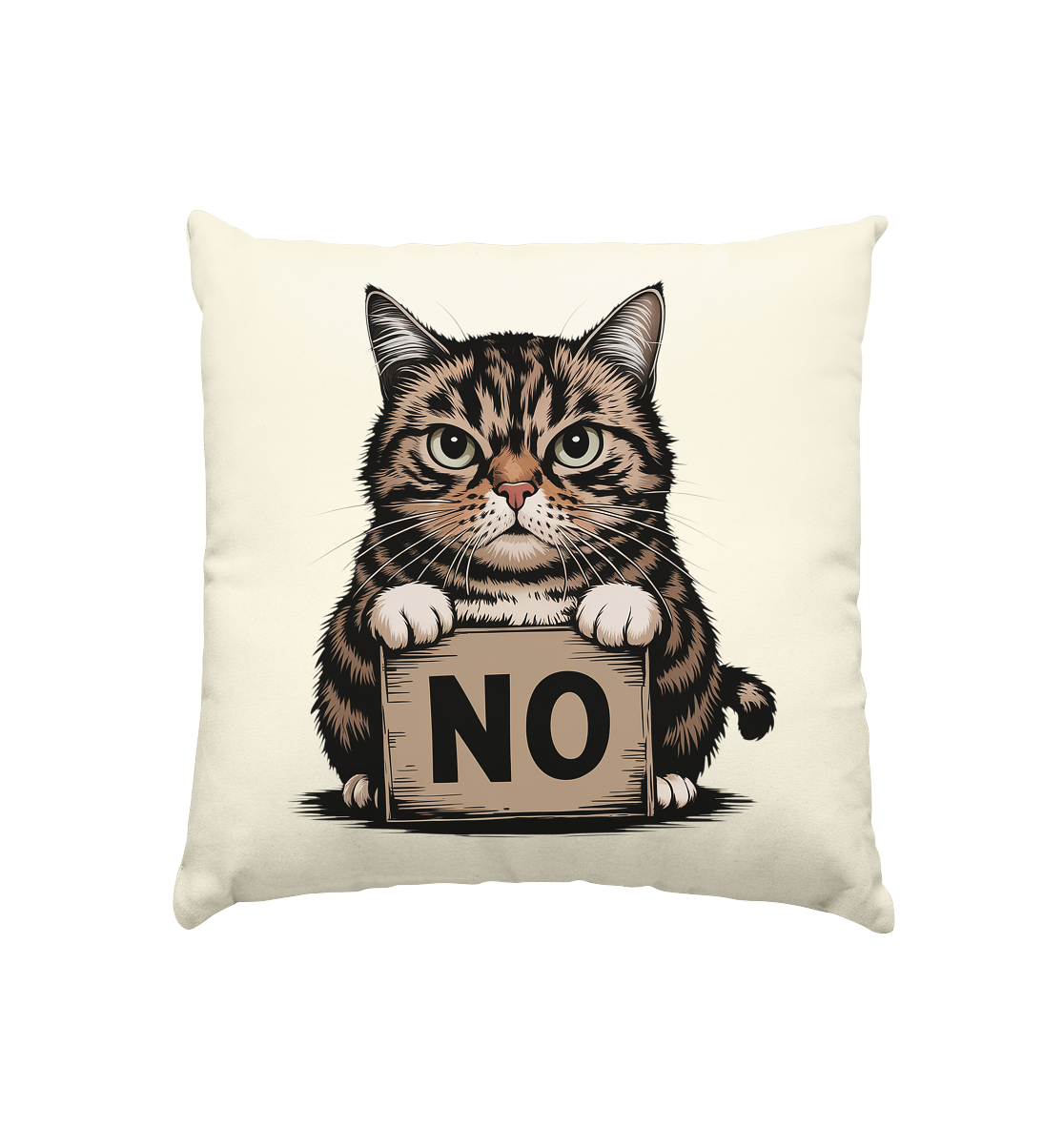 No - Funny Katze  - Kissen natur 40x40cm