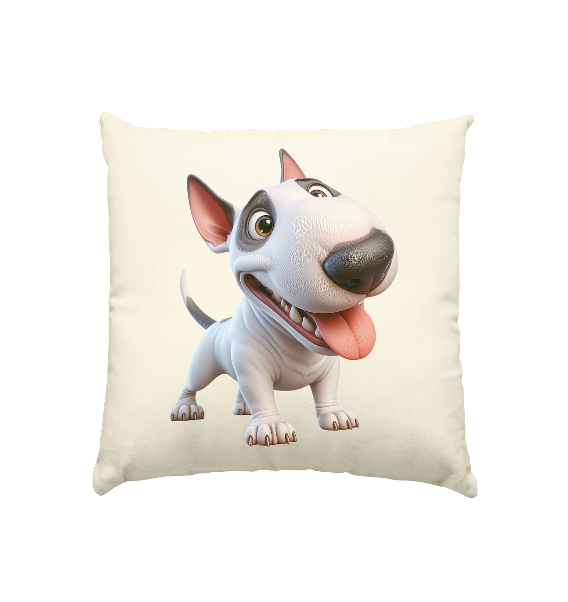 Bullterrier Cartoon personalisierbar - Kissen natur 40x40cm