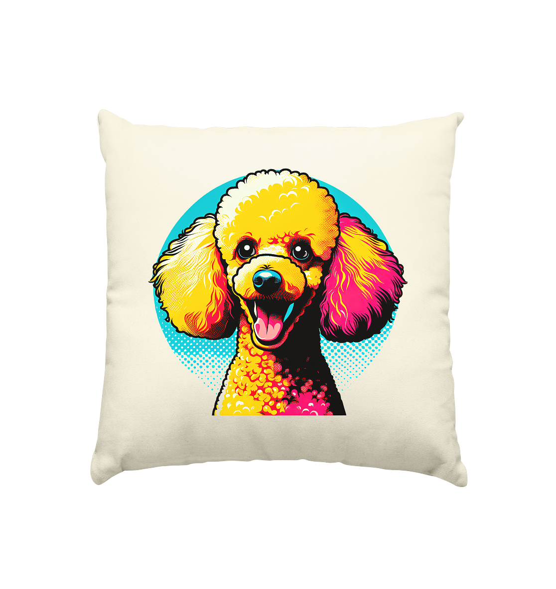 Pudel Pop Art - personalisierbar - Kissen natur 40x40cm