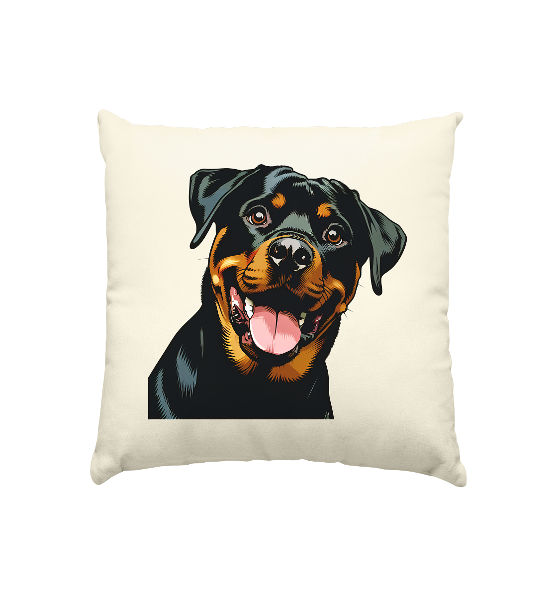 Rottweiler  Comic - personalisierbar - Kissen natur 40x40cm