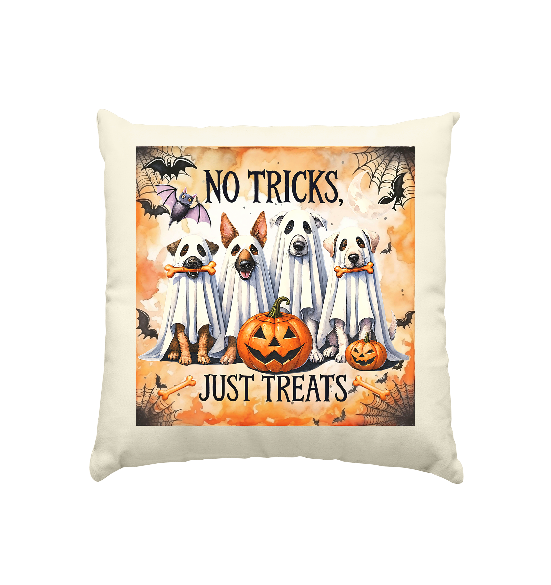 Halloween Dogs No Tricks Just Treats - Kissen natur 40x40cm