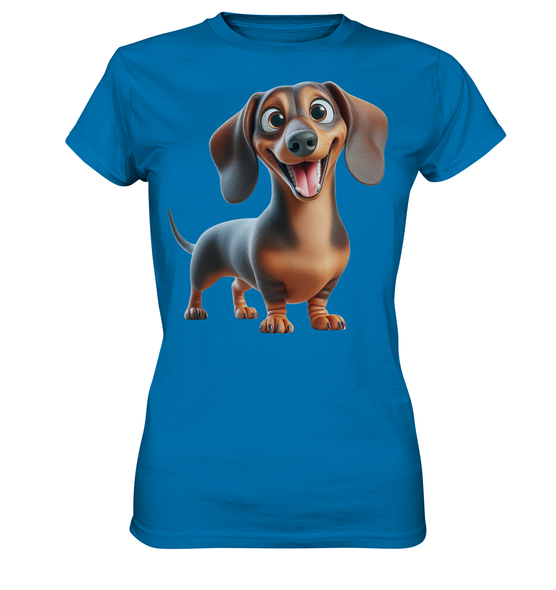 Happy Dackel Cartoon - personalisierbar - Ladies Premium Shirt