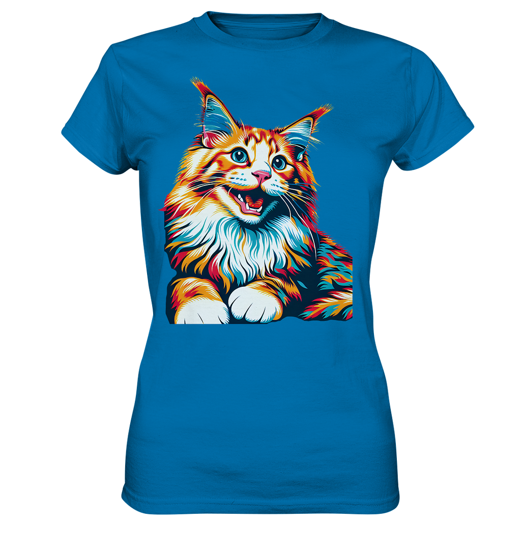 Maine Coon Katze Pop Art - personalisierbar - Ladies Premium Shirt