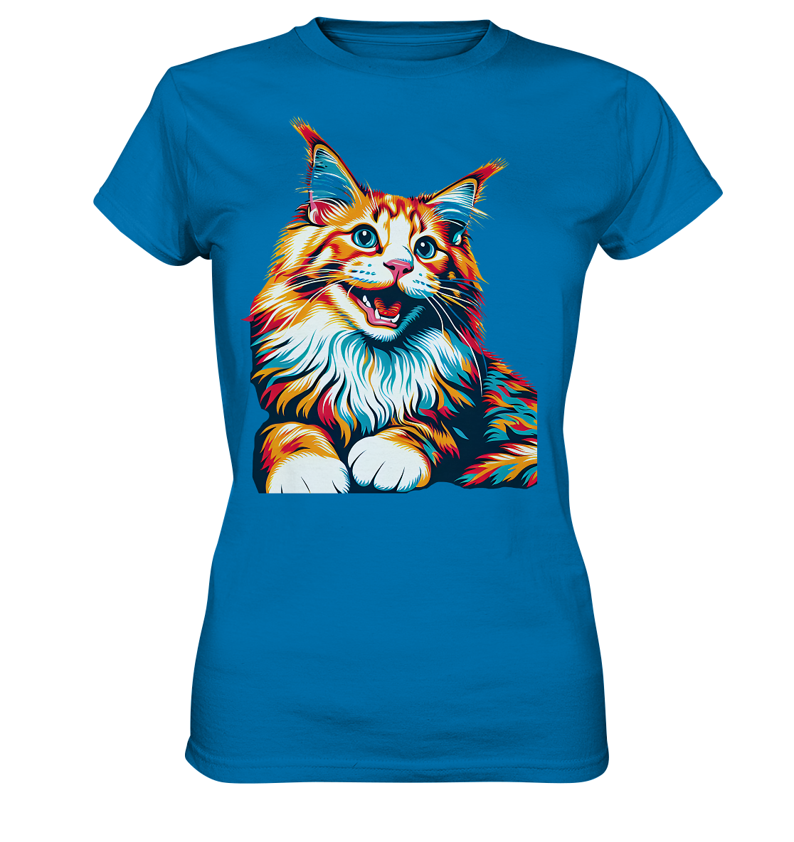 Maine Coon Katze Pop Art - personalisierbar - Ladies Premium Shirt