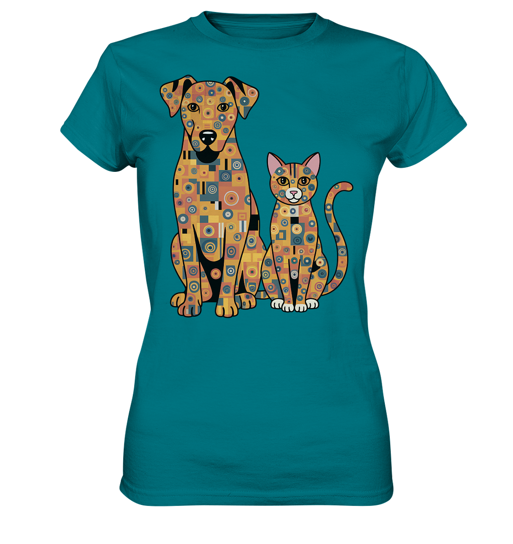 Illustration Hund und Katze in Klimt  Style - Ladies Premium Shirt