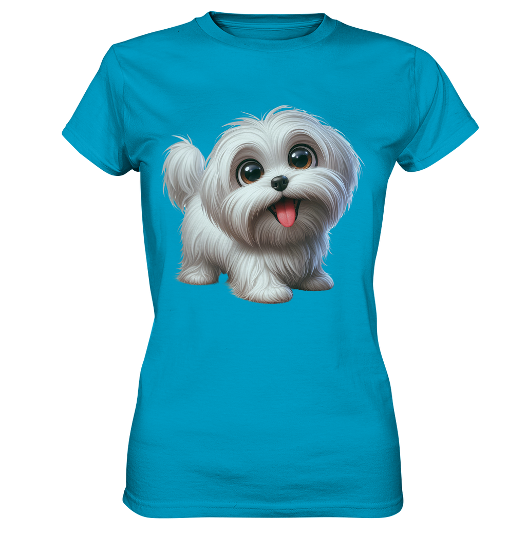 Malteser Hund Cartoon - personalisierbar - Ladies Premium Shirt