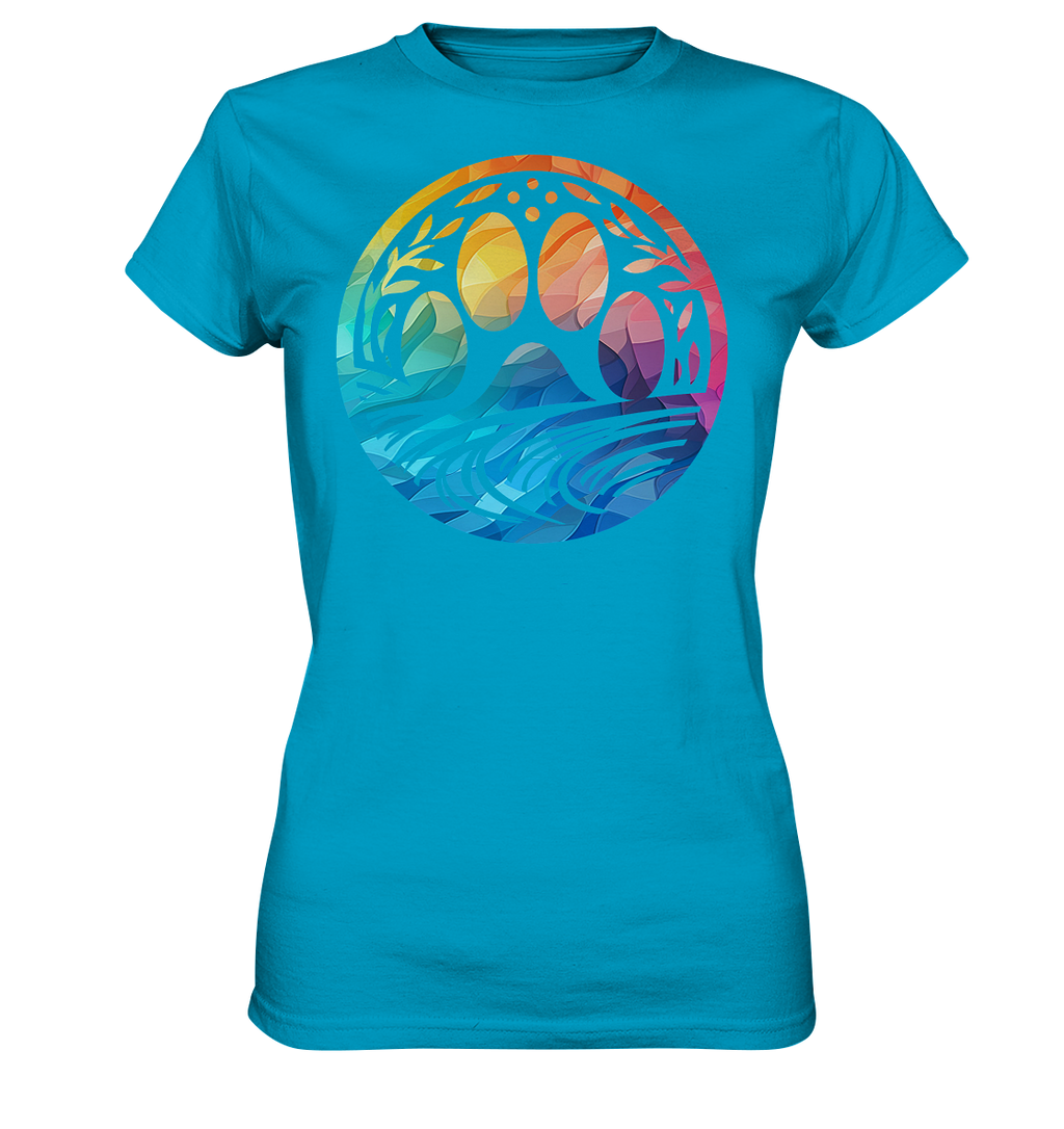 Modern Design Pfote mit regenbogenartigen Farbverlauf  - Ladies Premium Shirt
