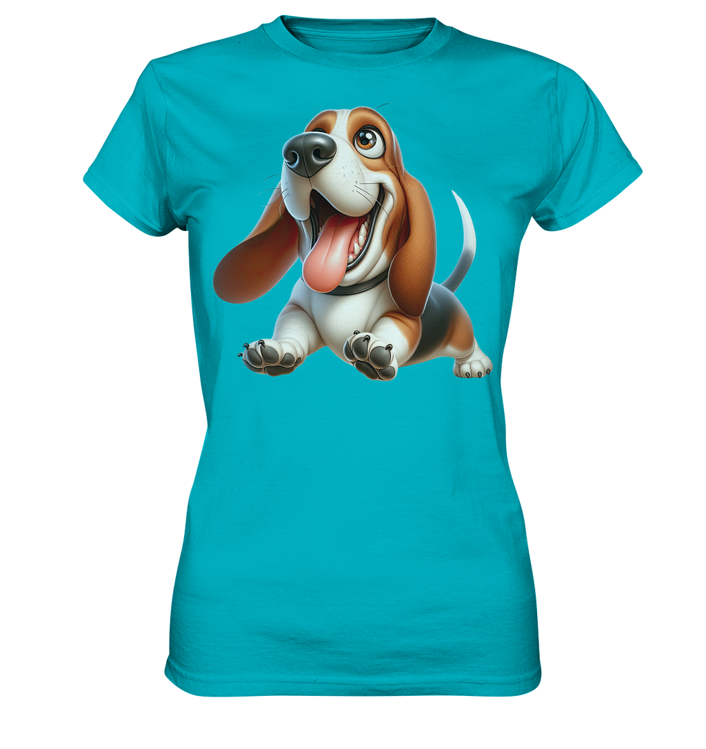 Basset Hound Cartoon personalisierbar - Ladies Premium Shirt