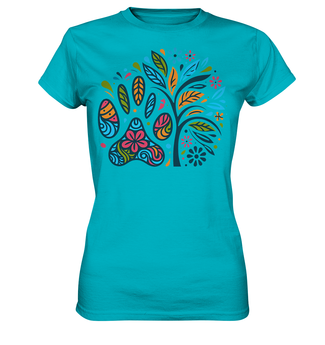 Pfote und Baum Farbenfrohes Design - Ladies Premium Shirt