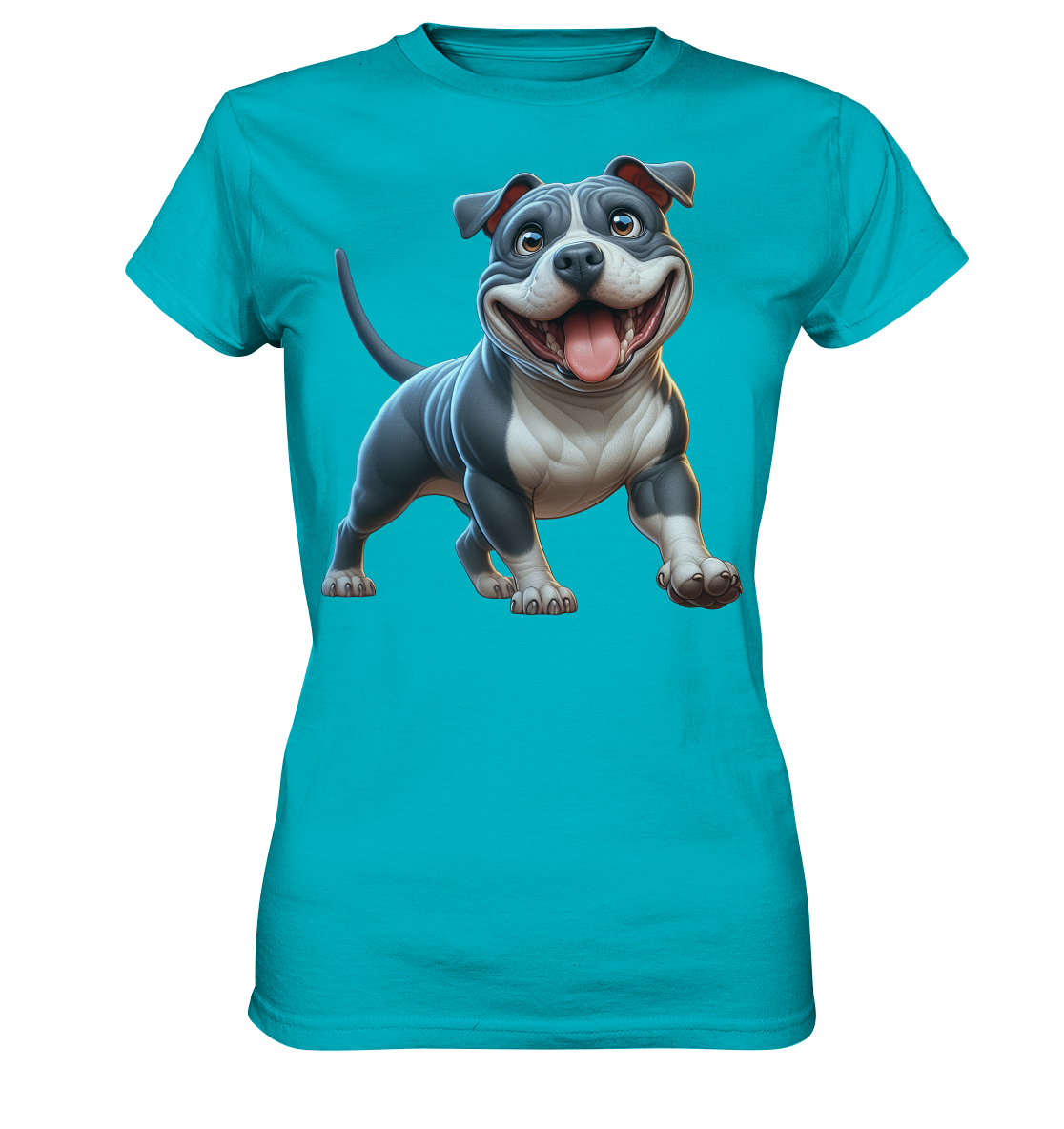 Pittbull Cartoon Hund personalisierbar - Ladies Premium Shirt