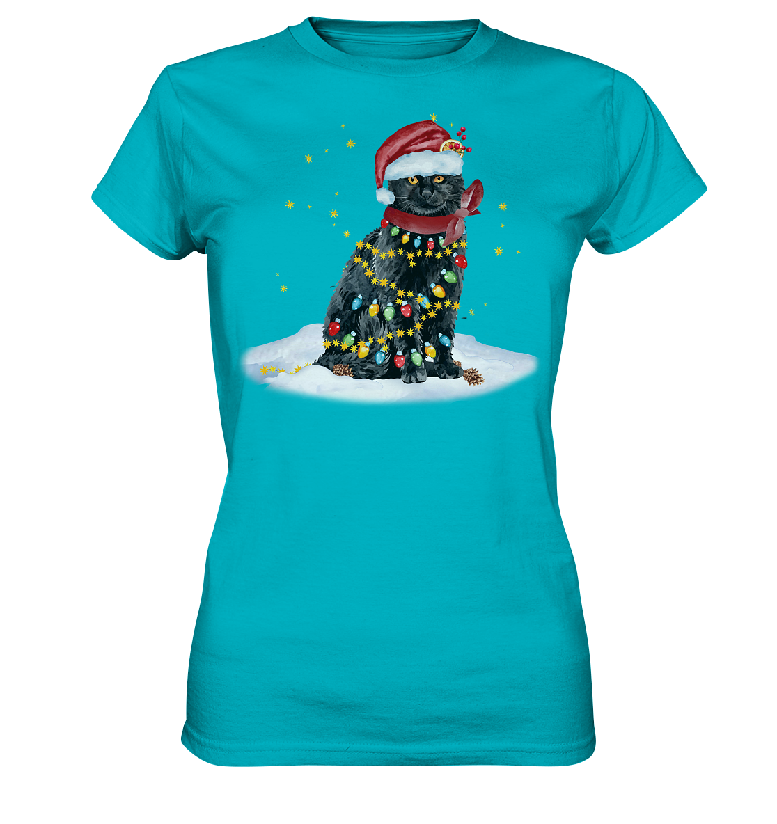 Lustige Weihnachts Katze Zeichnung - Ladies Premium Shirt