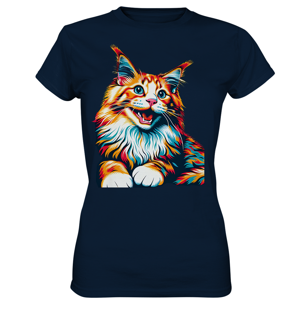 Maine Coon Katze Pop Art - personalisierbar - Ladies Premium Shirt