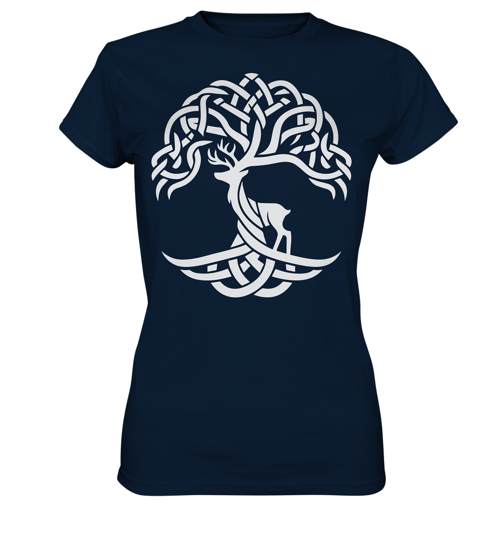 Keltischer Lebensbaum mit Hirsch - Ladies Premium Shirt