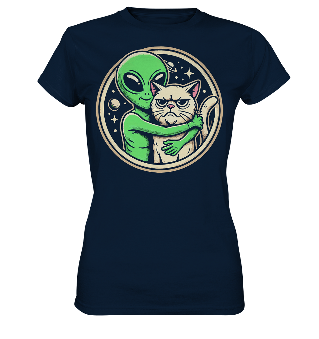 Alien mit Grumpy cat - Ladies Premium Shirt