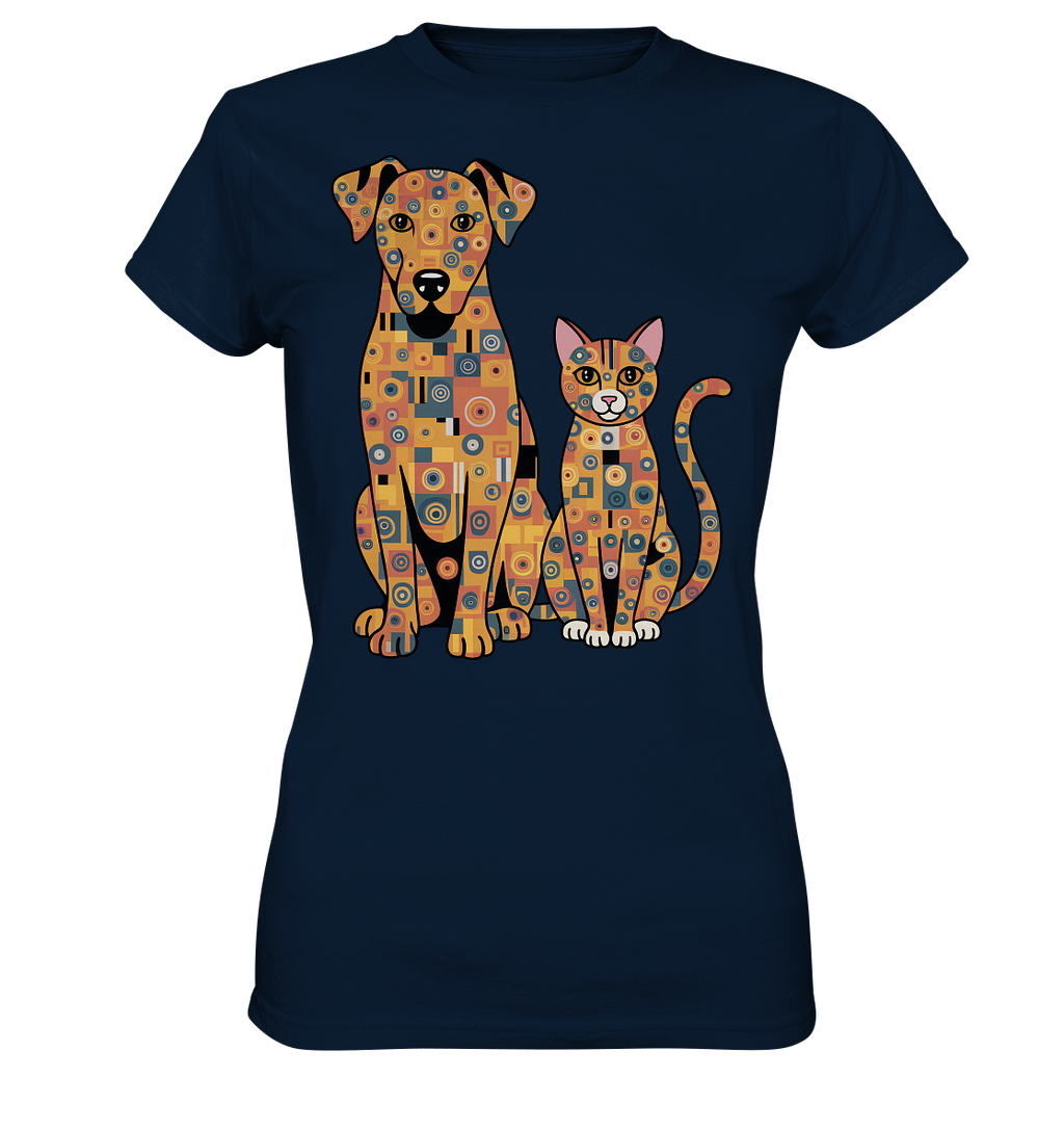 Illustration Hund und Katze in Klimt  Style - Ladies Premium Shirt