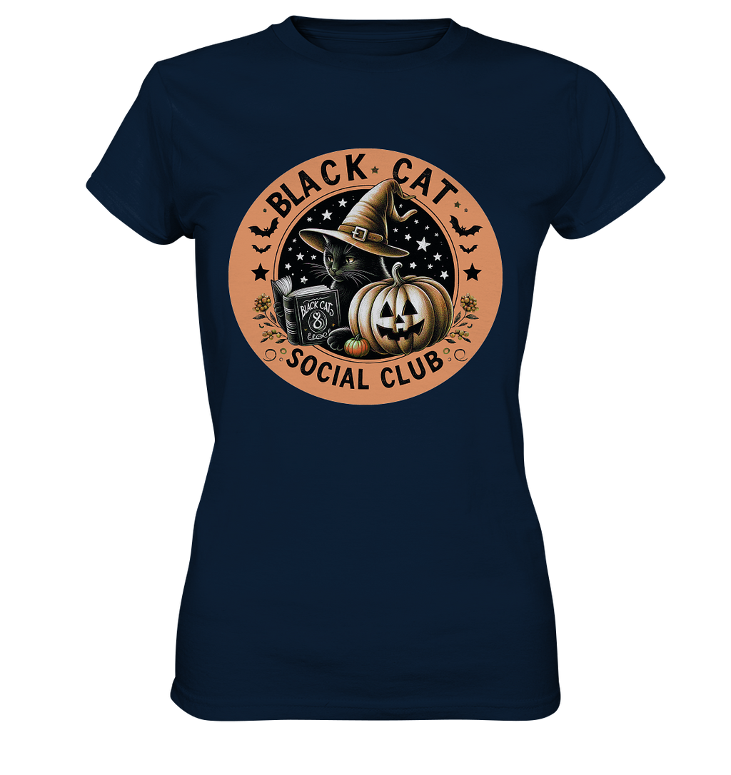 Halloween Black Cat Social Club - Ladies Premium Shirt