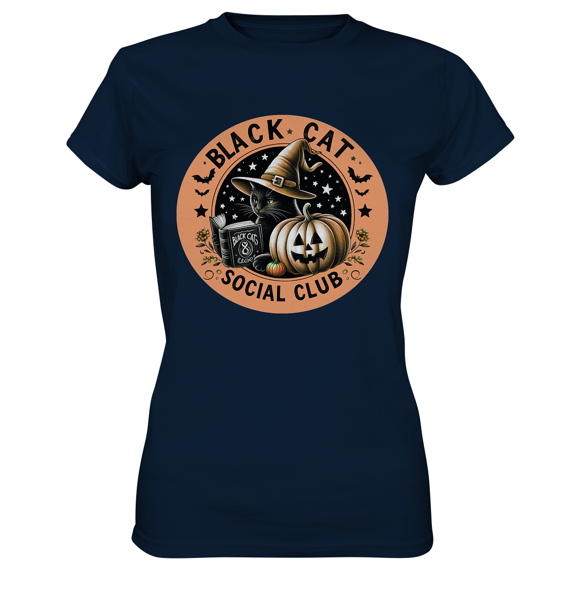 Halloween Black Cat Social Club - Ladies Premium Shirt