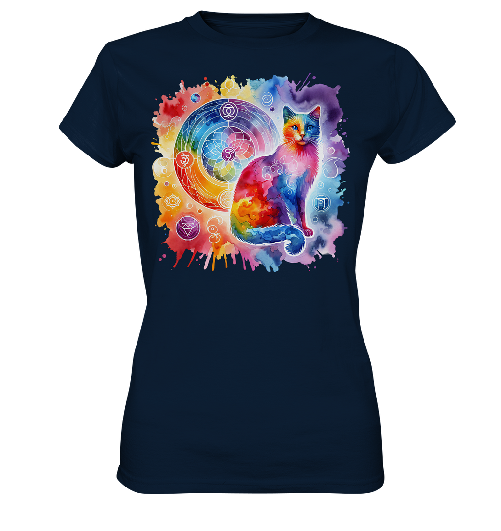 Ein Shakra Design mit Katze - Ladies Premium Shirt