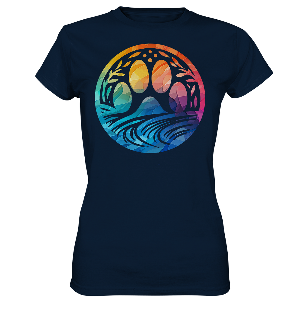 Modern Design Pfote mit regenbogenartigen Farbverlauf  - Ladies Premium Shirt