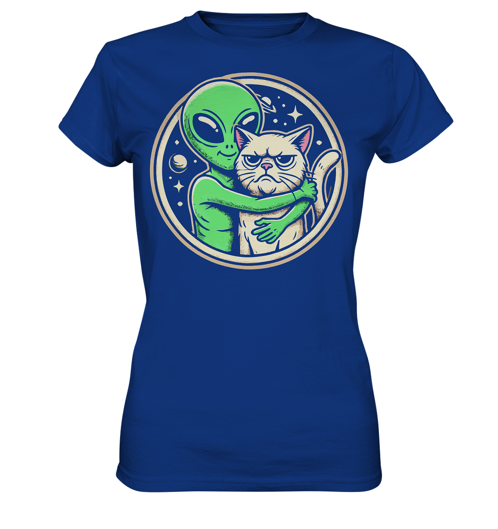 Alien mit Grumpy cat - Ladies Premium Shirt