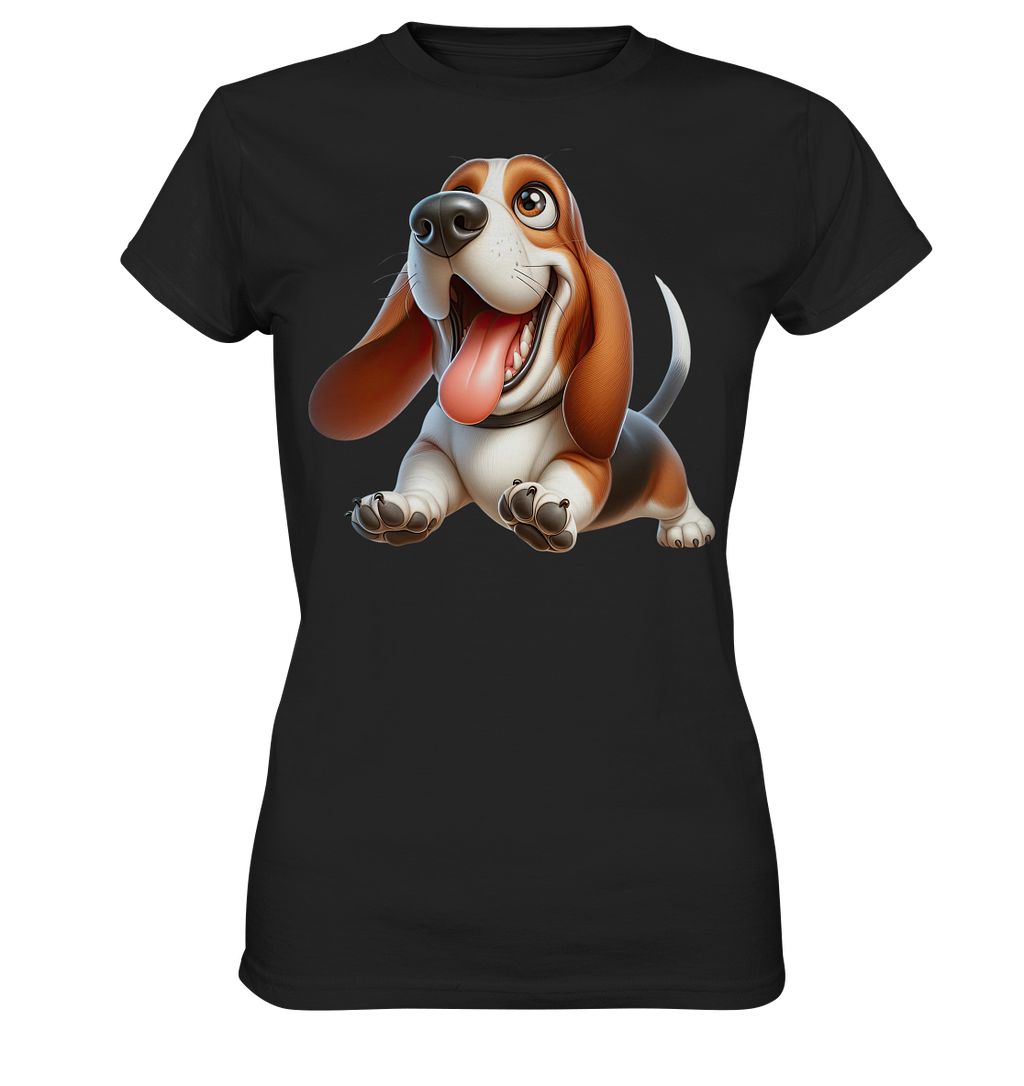 Basset Hound Cartoon personalisierbar - Ladies Premium Shirt