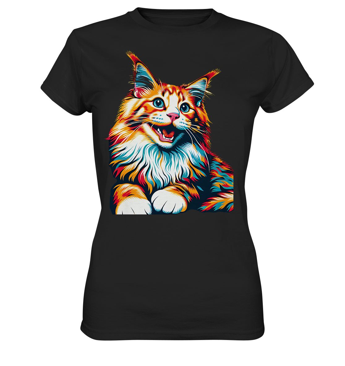 Maine Coon Katze Pop Art - personalisierbar - Ladies Premium Shirt